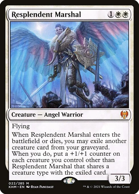 Resplendent Marshal, carta Magic di tipo Creature — Angel Warrior illustrata da Ryan Pancoast