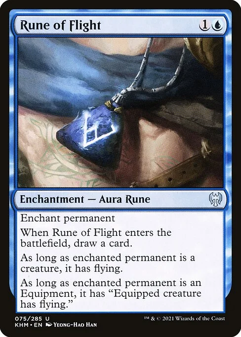 Rune of Flight, carta Magic di tipo Enchantment — Aura Rune illustrata da Yeong-Hao Han