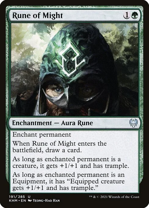 Rune of Might, carta Magic di tipo Enchantment — Aura Rune illustrata da Yeong-Hao Han