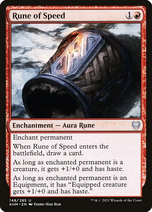 Rune of Speed, carta Magic di tipo Enchantment — Aura Rune illustrata da Yeong-Hao Han