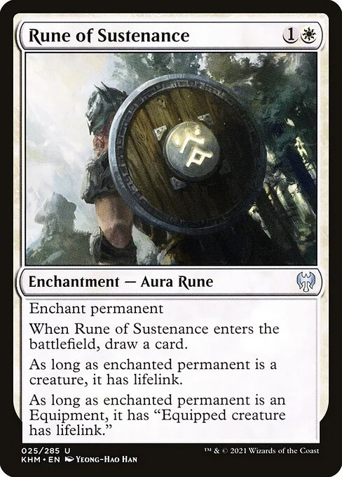Rune of Sustenance, carta Magic di tipo Enchantment — Aura Rune illustrata da Yeong-Hao Han