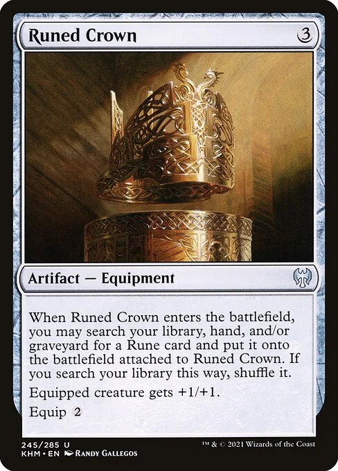 Runed Crown, carta Magic di tipo Artifact — Equipment illustrata da Randy Gallegos