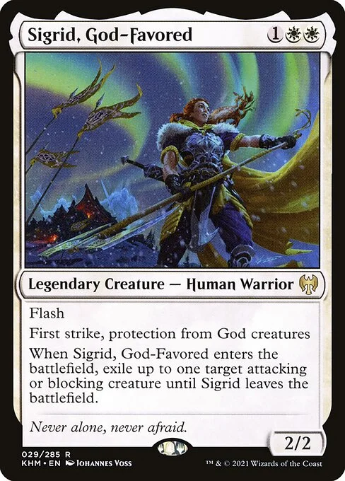 Sigrid, God-Favored, carta Magic di tipo Legendary Creature — Human Warrior illustrata da Johannes Voss
