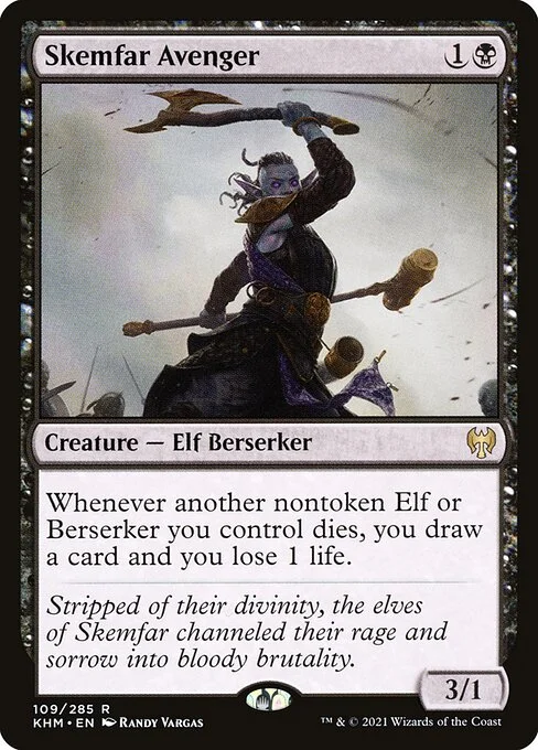 Skemfar Avenger, carta Magic di tipo Creature — Elf Berserker illustrata da Randy Vargas