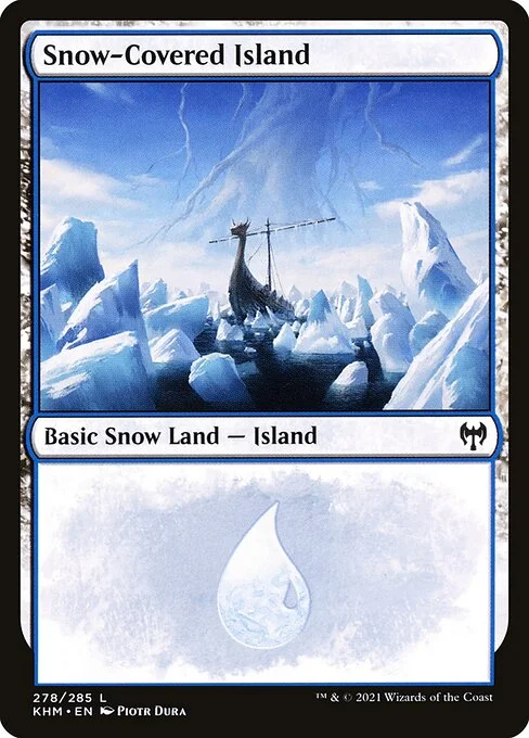 Snow-Covered Island, carta Magic di tipo Basic Snow Land — Island illustrata da Piotr Dura