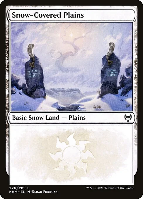 Snow-Covered Plains, carta Magic di tipo Basic Snow Land — Plains illustrata da Sarah Finnigan