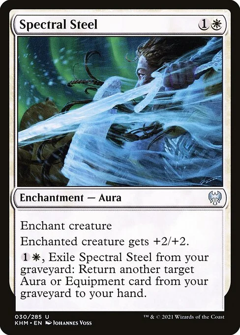 Spectral Steel, carta Magic di tipo Enchantment — Aura illustrata da Johannes Voss