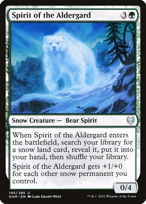 Spirit of the Aldergard, carta Magic di tipo Snow Creature — Bear Spirit illustrata da Lars Grant-West