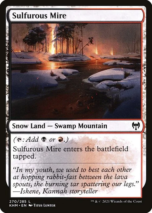 Sulfurous Mire, carta Magic di tipo Snow Land — Swamp Mountain illustrata da Titus Lunter