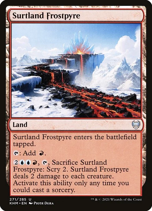 Surtland Frostpyre, carta Magic di tipo Land illustrata da Piotr Dura