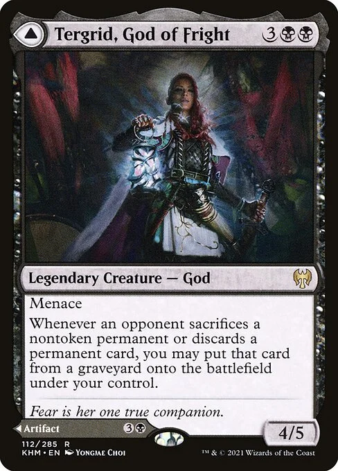 Tergrid, God of Fright // Tergrid's Lantern, carta Magic di tipo Legendary Creature — God // Legendary Artifact illustrata da Yongjae Choi