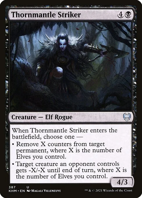 Thornmantle Striker, carta Magic di tipo Creature — Elf Rogue illustrata da Magali Villeneuve