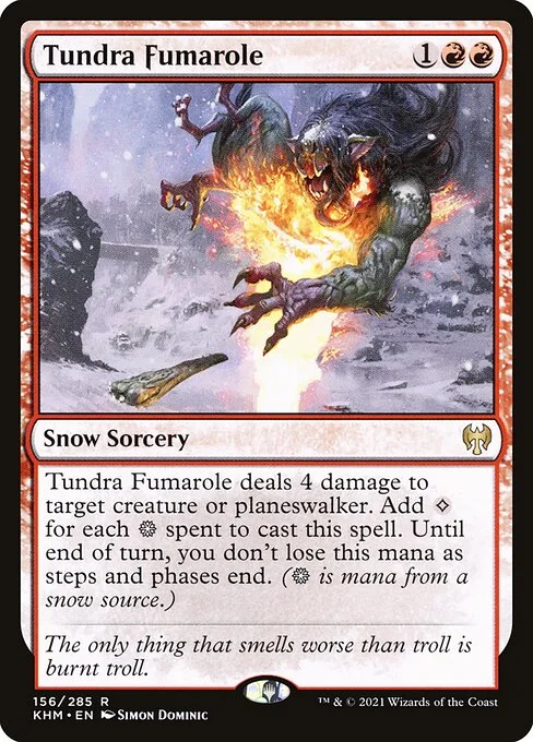 Tundra Fumarole, carta Magic di tipo Snow Sorcery illustrata da Simon Dominic