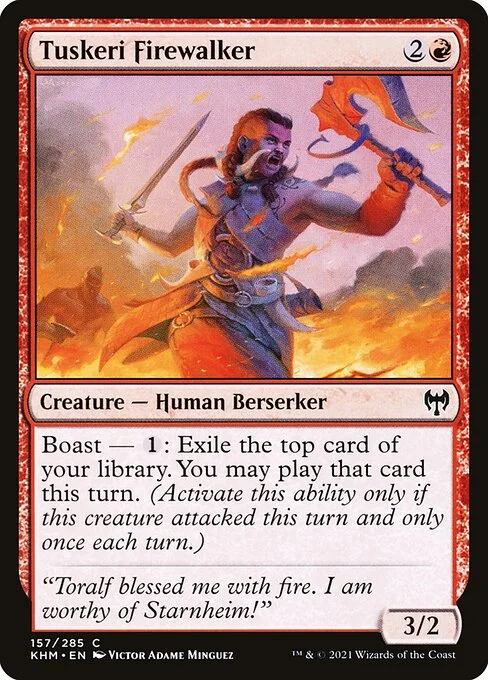Tuskeri Firewalker, carta Magic di tipo Creature — Human Berserker illustrata da Victor Adame Minguez