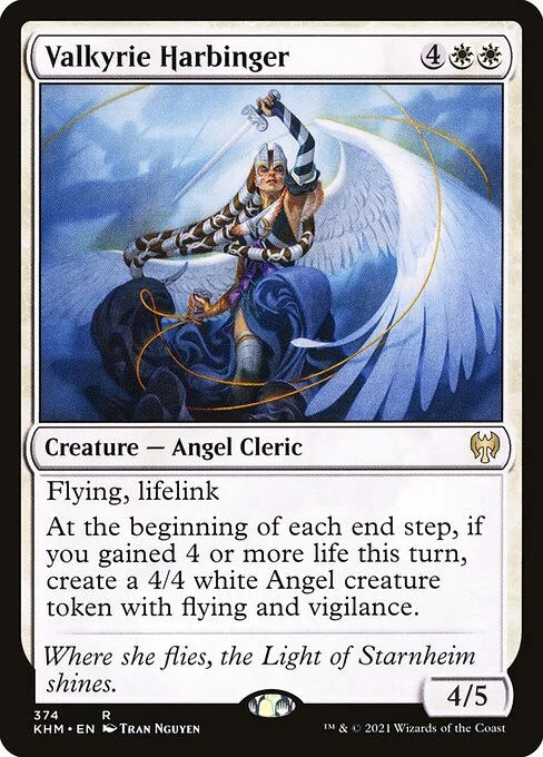 Valkyrie Harbinger, carta Magic di tipo Creature — Angel Cleric illustrata da Tran Nguyen