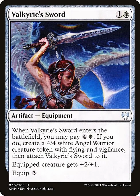 Valkyrie's Sword, carta Magic di tipo Artifact — Equipment illustrata da Aaron Miller