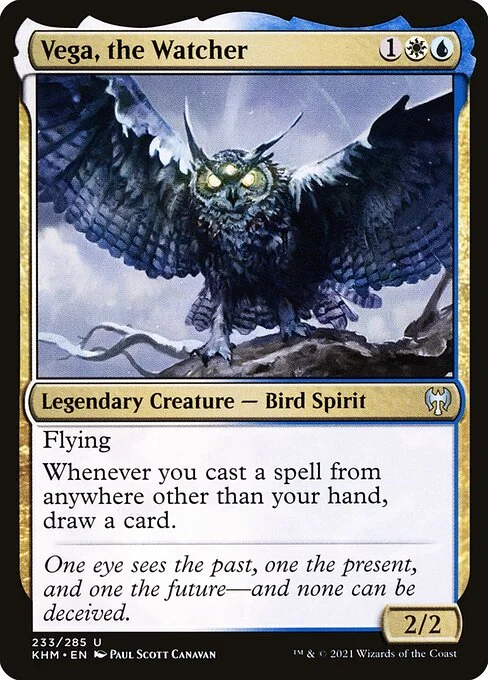 Vega, the Watcher, carta Magic di tipo Legendary Creature — Bird Spirit illustrata da Paul Scott Canavan