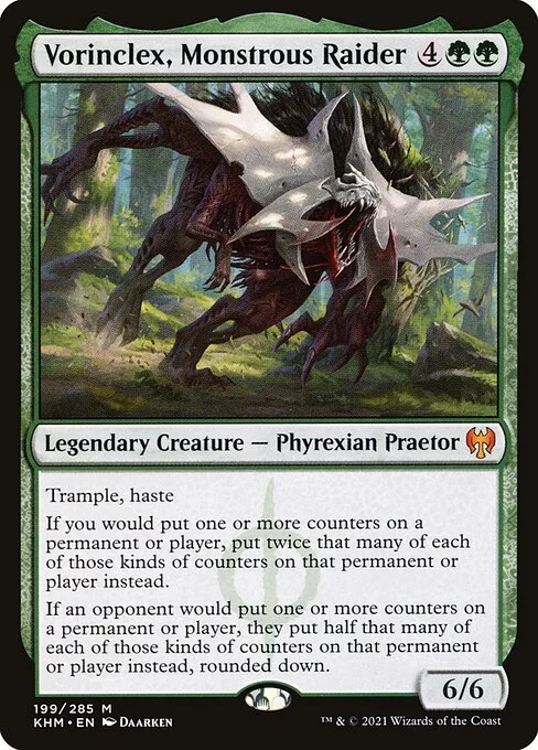 Vorinclex, Monstrous Raider, carta Magic di tipo Legendary Creature — Phyrexian Praetor illustrata da Daarken