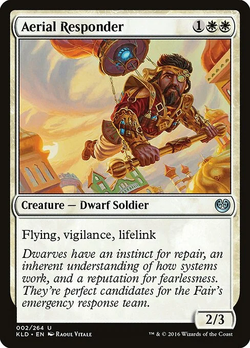 Aerial Responder, carta Magic di tipo Creature — Dwarf Soldier illustrata da Raoul Vitale