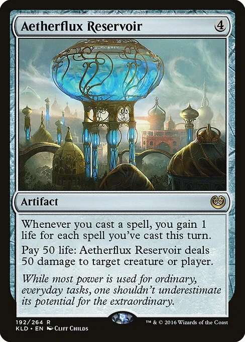 Aetherflux Reservoir, carta Magic di tipo Artifact illustrata da Cliff Childs