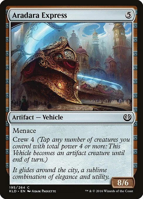 Aradara Express, carta Magic di tipo Artifact — Vehicle illustrata da Adam Paquette