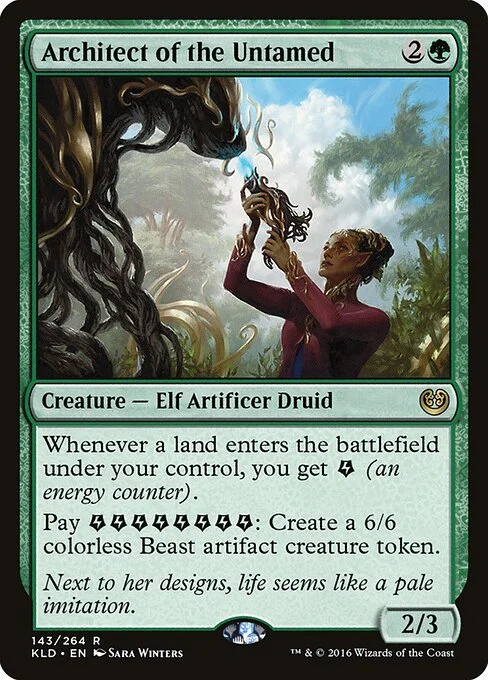 Architect of the Untamed, carta Magic di tipo Creature — Elf Artificer Druid illustrata da Sara Winters
