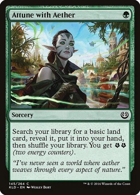 Attune with Aether, carta Magic di tipo Sorcery illustrata da Wesley Burt