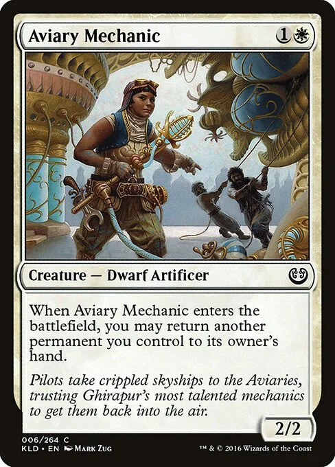 Aviary Mechanic, carta Magic di tipo Creature — Dwarf Artificer illustrata da Mark Zug