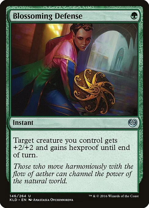 Blossoming Defense, carta Magic di tipo Instant illustrata da Anastasia Ovchinnikova