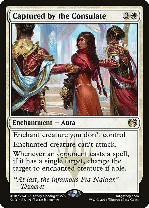 Captured by the Consulate, carta Magic di tipo Enchantment — Aura illustrata da Tyler Jacobson