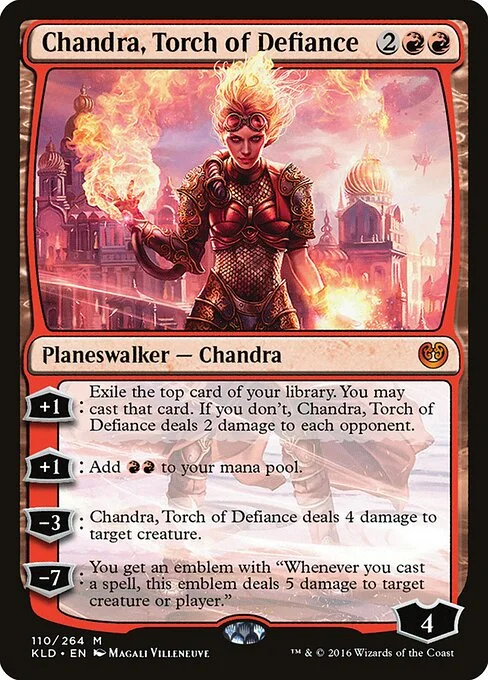 Chandra, Torch of Defiance, carta Magic di tipo Legendary Planeswalker — Chandra illustrata da Magali Villeneuve