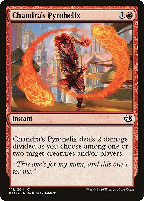 Chandra's Pyrohelix, carta Magic di tipo Instant illustrata da Kieran Yanner