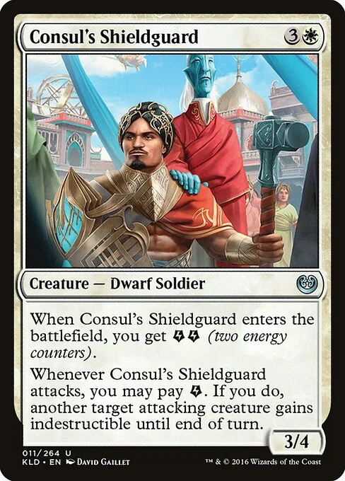 Consul's Shieldguard, carta Magic di tipo Creature — Dwarf Soldier illustrata da David Gaillet