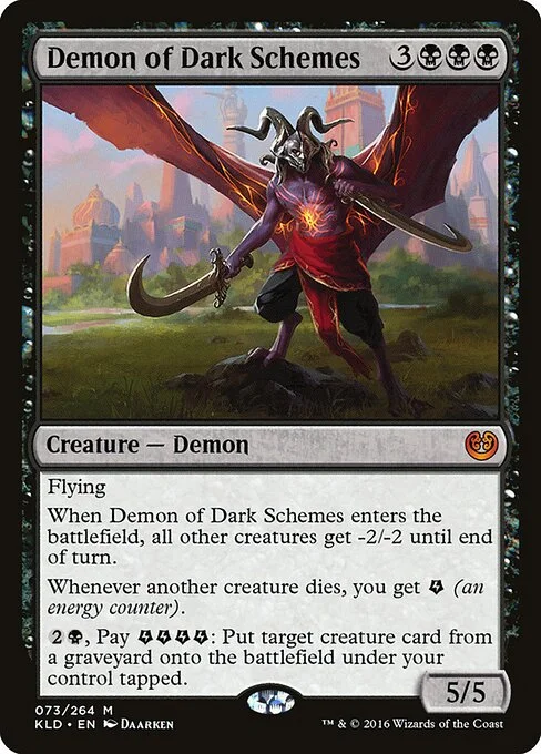 Demon of Dark Schemes, carta Magic di tipo Creature — Demon illustrata da Daarken