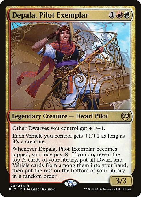 Depala, Pilot Exemplar, carta Magic di tipo Legendary Creature — Dwarf Pilot illustrata da Greg Opalinski