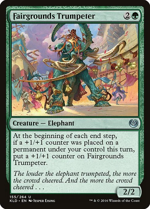 Fairgrounds Trumpeter, carta Magic di tipo Creature — Elephant illustrata da Jesper Ejsing
