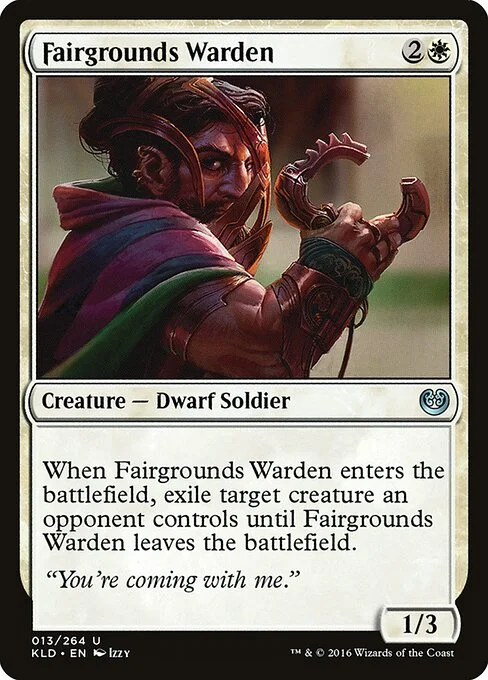 Fairgrounds Warden, carta Magic di tipo Creature — Dwarf Soldier illustrata da Izzy