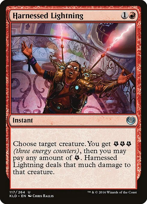 Harnessed Lightning, carta Magic di tipo Instant illustrata da Chris Rallis
