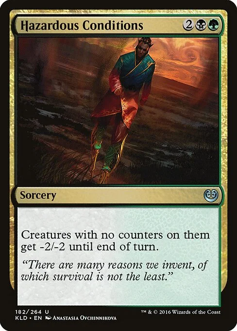 Hazardous Conditions, carta Magic di tipo Sorcery illustrata da Anastasia Ovchinnikova