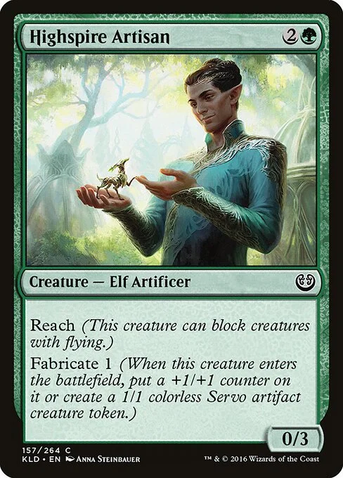Highspire Artisan, carta Magic di tipo Creature — Elf Artificer illustrata da Anna Steinbauer