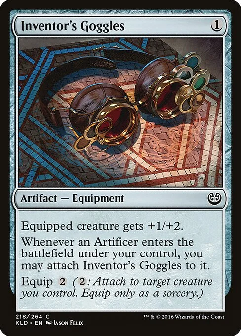 Inventor's Goggles, carta Magic di tipo Artifact — Equipment illustrata da Jason Felix