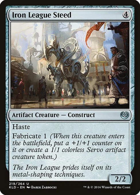 Iron League Steed, carta Magic di tipo Artifact Creature — Construct illustrata da Darek Zabrocki