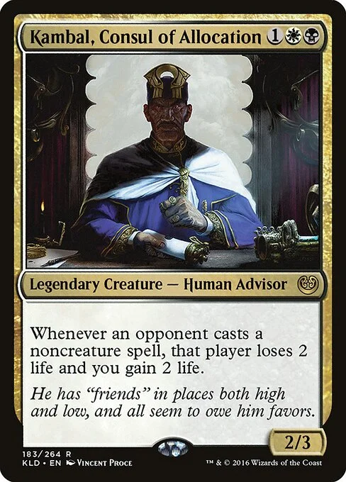 Kambal, Consul of Allocation, carta Magic di tipo Legendary Creature — Human Advisor illustrata da Vincent Proce