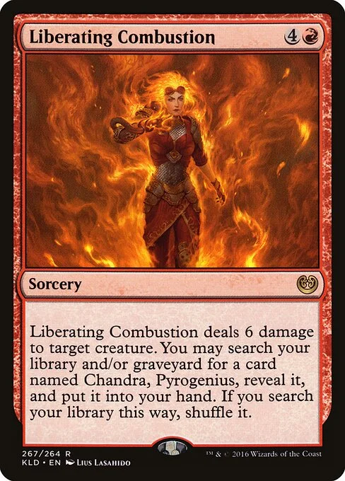 Liberating Combustion, carta Magic di tipo Sorcery illustrata da Lius Lasahido