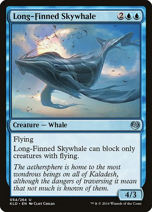 Long-Finned Skywhale, carta Magic di tipo Creature — Whale illustrata da Cliff Childs