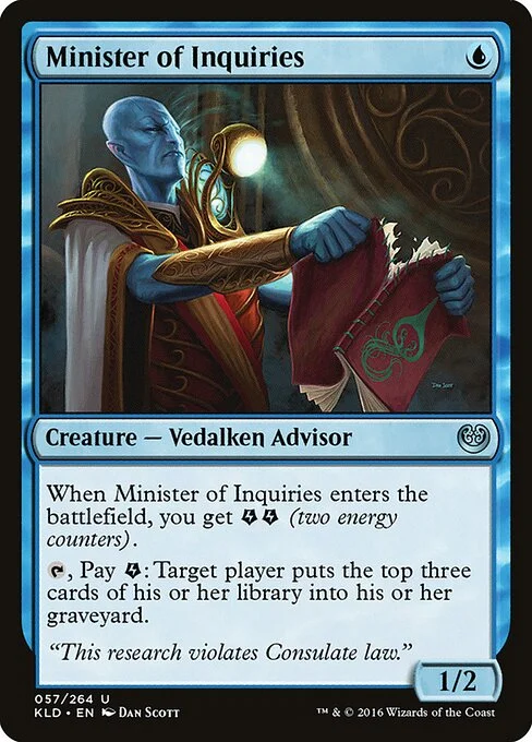 Minister of Inquiries, carta Magic di tipo Creature — Vedalken Advisor illustrata da Dan Murayama Scott