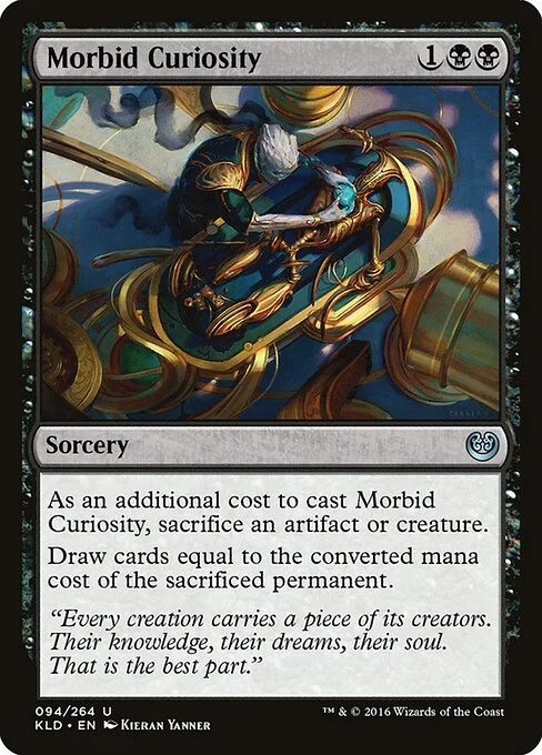 Morbid Curiosity, carta Magic di tipo Sorcery illustrata da Kieran Yanner