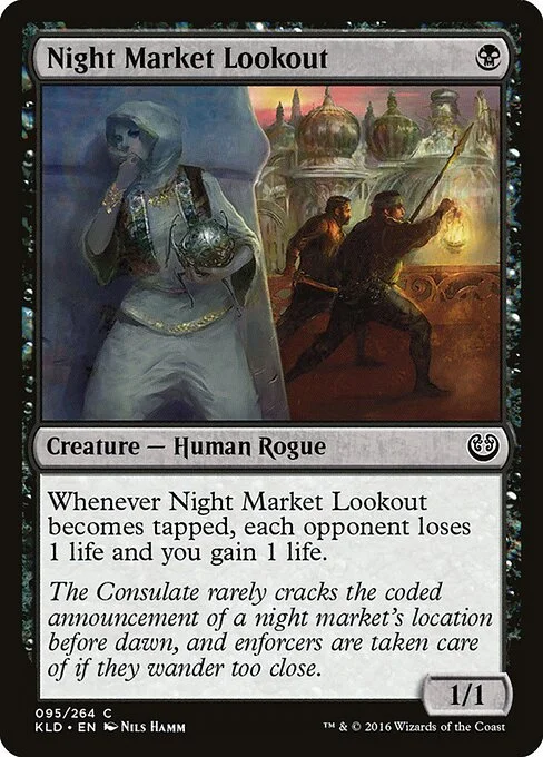 Night Market Lookout, carta Magic di tipo Creature — Human Rogue illustrata da Nils Hamm