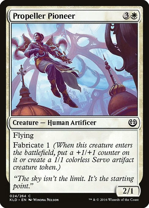 Propeller Pioneer, carta Magic di tipo Creature — Human Artificer illustrata da Winona Nelson