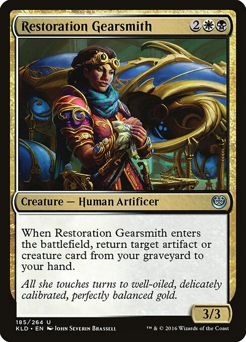 Restoration Gearsmith, carta Magic di tipo Creature — Human Artificer illustrata da John Severin Brassell